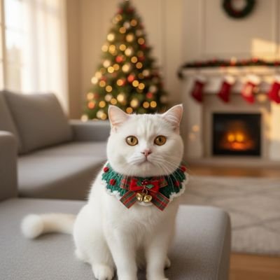 Collier Chat | Confortable et festif en tissu motifs Noël - Chicetchat