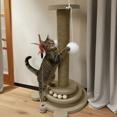Griffoir pour chat | Poteau central en corde résistante et jouets intégrés - Chicetchat